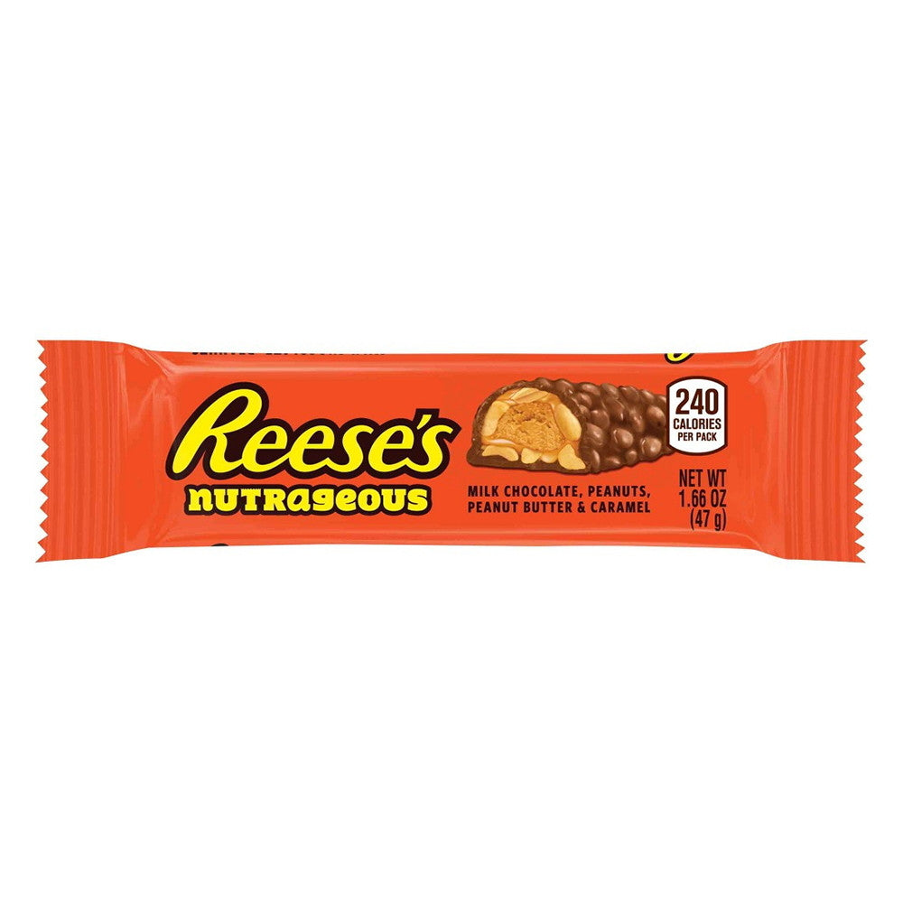 Reeses Nutrageous Milk Chocolate Peanut Butter Candy Bar, 1.66 Oz